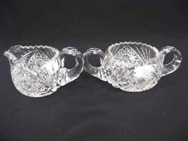 Appraisal: Cut Glass Creamer Sugar brilliant period hobstar fan excellent