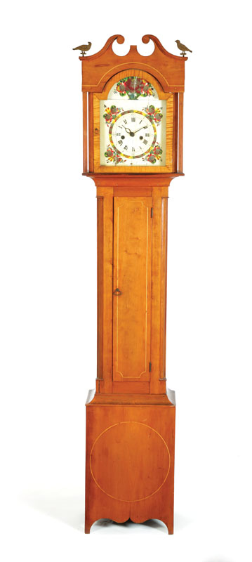 Appraisal: HEPPLEWHITE TALL CASE CLOCK Ohio River Valley ca cherry and