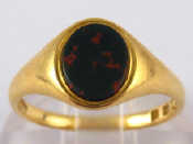 Appraisal: An carat gold bloodstone signet ring hallmarked London size K