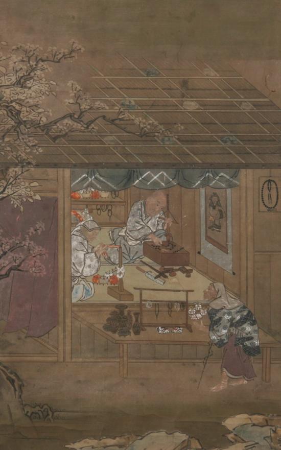 Appraisal: JAPANESE SCHOOL Meiji period ARTISAN Depicting the creation of a