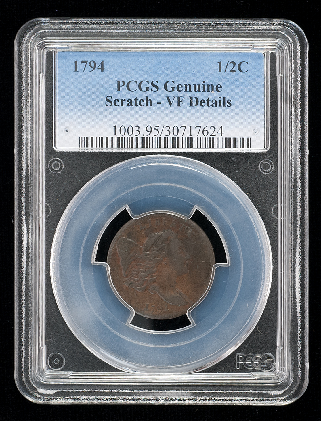 Appraisal: HALF CENT PCGS graded Genuine Scratch - VF Details