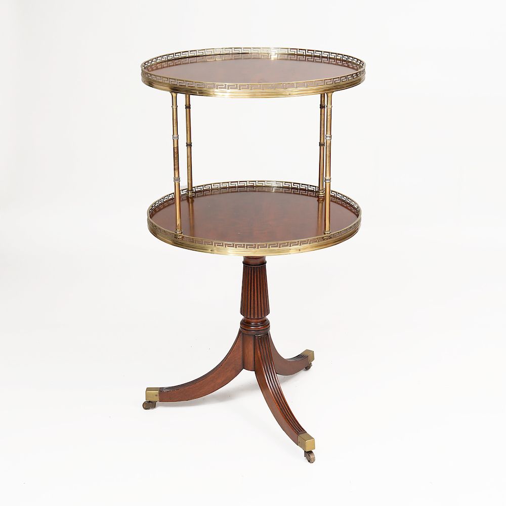 Appraisal: Regency Style Brass-Mounted Mahogany Two-Tier Dumb Waiter x in diam