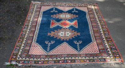 Appraisal: A Hamadan style rug the blue ground central field with