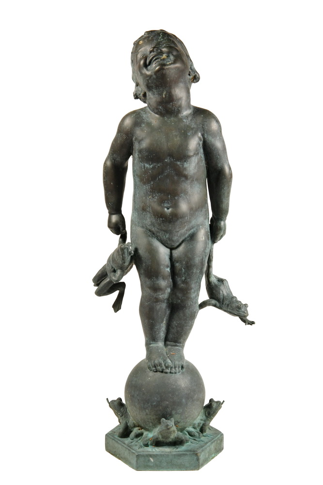 Appraisal: BRONZE GARDEN FOUNTAIN STATUE - Late th c Casting of