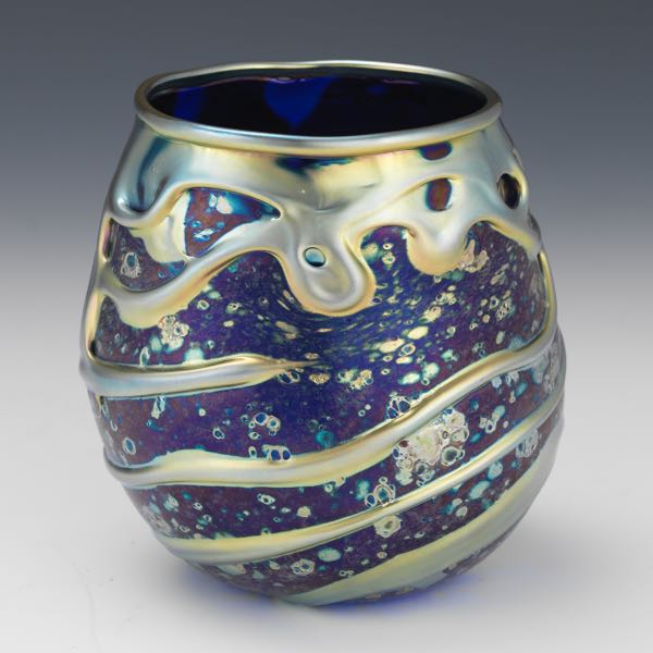 Appraisal: CHARLES LOTTON AMERICAN B - x - Peacock glass lava