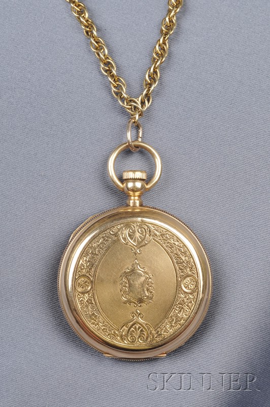 Appraisal: kt Gold Hunting Case Pocket Watch Perret Co Locle the