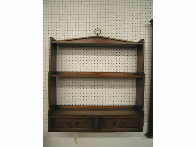 Appraisal: Pine Wall Display Shelf with Two Drawers below wide