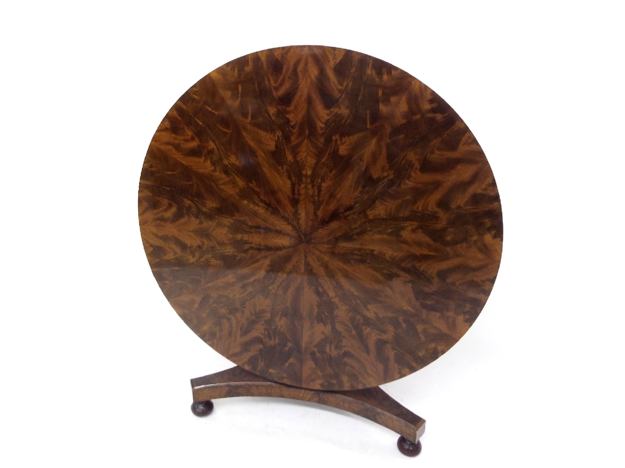 Appraisal: Attractive th century flame mahogany tilt-top breakfast table the top