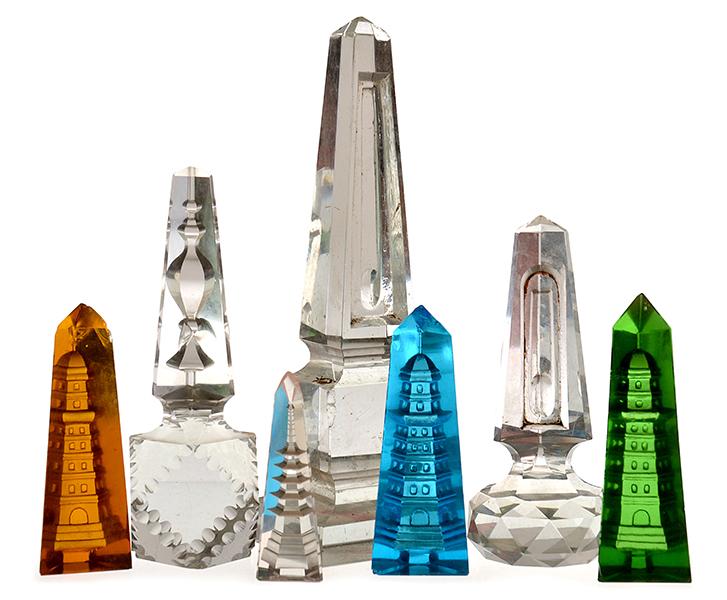 Appraisal: SEVEN ASSORTED VICTORIAN OBELISK PAPERWEIGHTS SOME A F