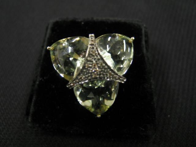 Appraisal: Green Amethyst Diamond Ring trio of rich gems with diamonds