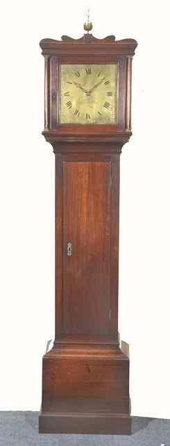 Appraisal: A MAHOGANY HOUR LONG CASE CLOCK the square brass Roman