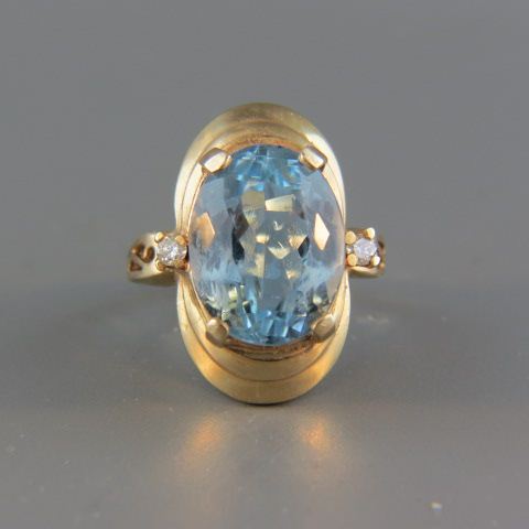 Appraisal: Blue Topaz Ring carat oval gem with diamond on each