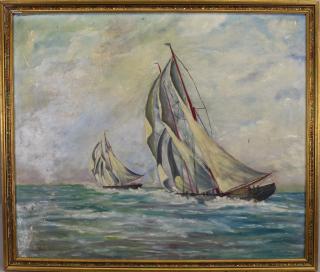 Appraisal: American School th C Yachting Scene American School th C