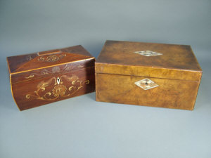 Appraisal: A Regency rosewood tea caddy with bombe sides and later