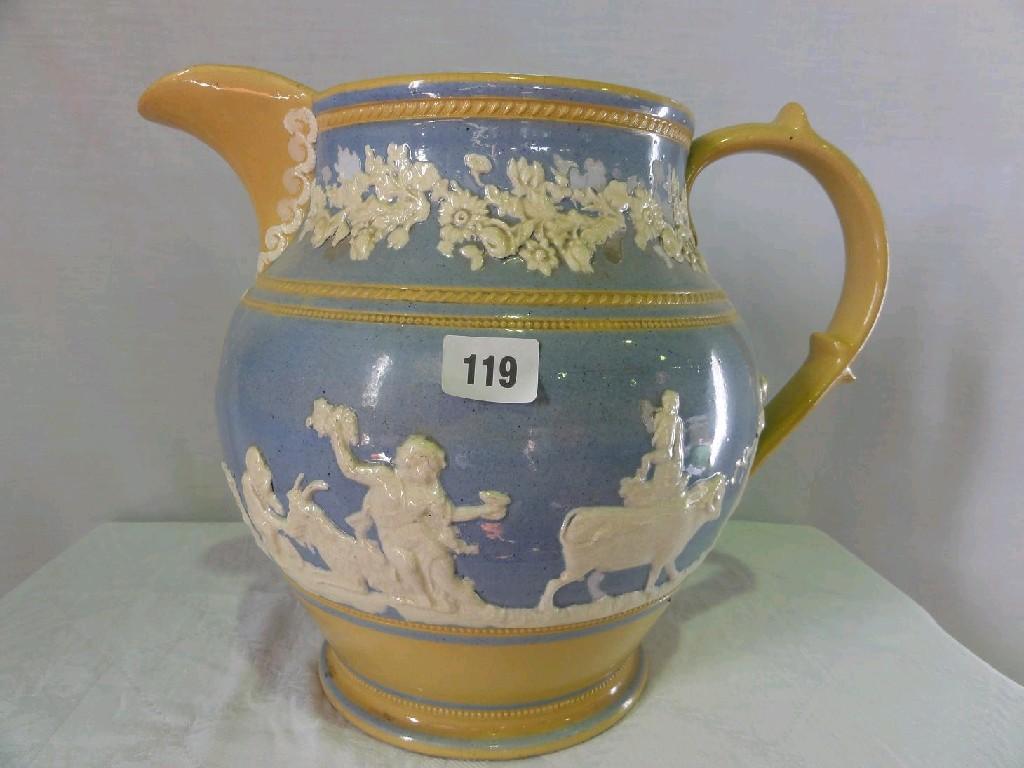 Appraisal: A substantial th century jug glazed in pale blue and