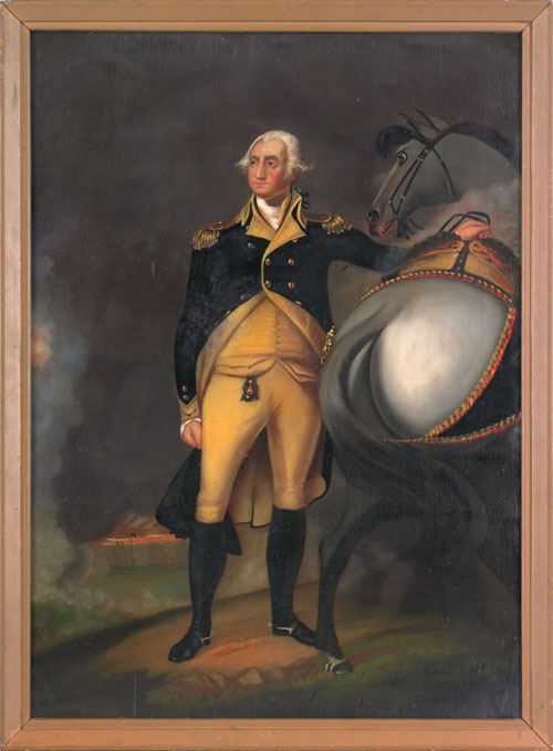 Appraisal: Oil on canvas folk art depiction of George Washington th