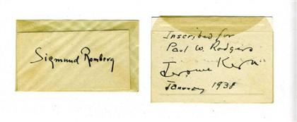 Appraisal: pieces Cards Signed - Music Kern Jerome Also inscribed dated