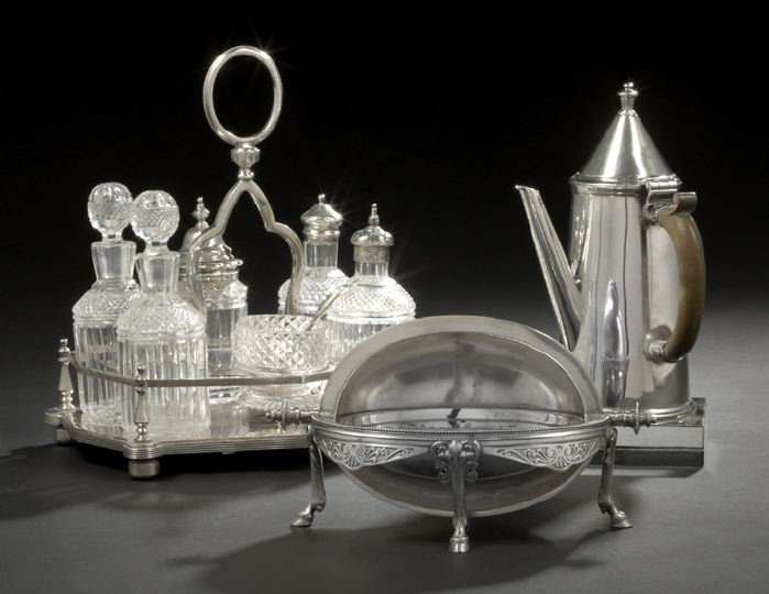 Appraisal: Good Victorian Silverplate Cruet and Condiment Frame fourth quarter th