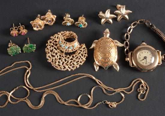 Appraisal: Assorted K gold and gemstone jewelry grams total Estimate -