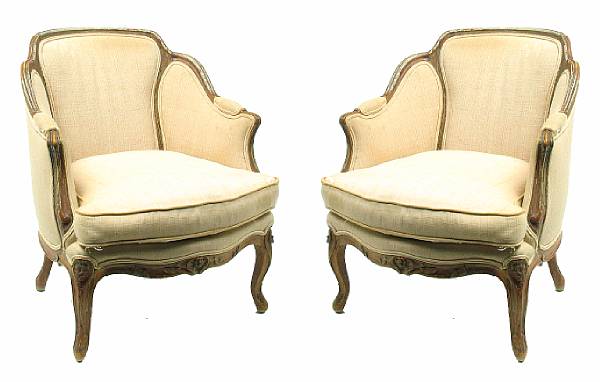 Appraisal: A pair of Louis XV Provincial bergeres height in width