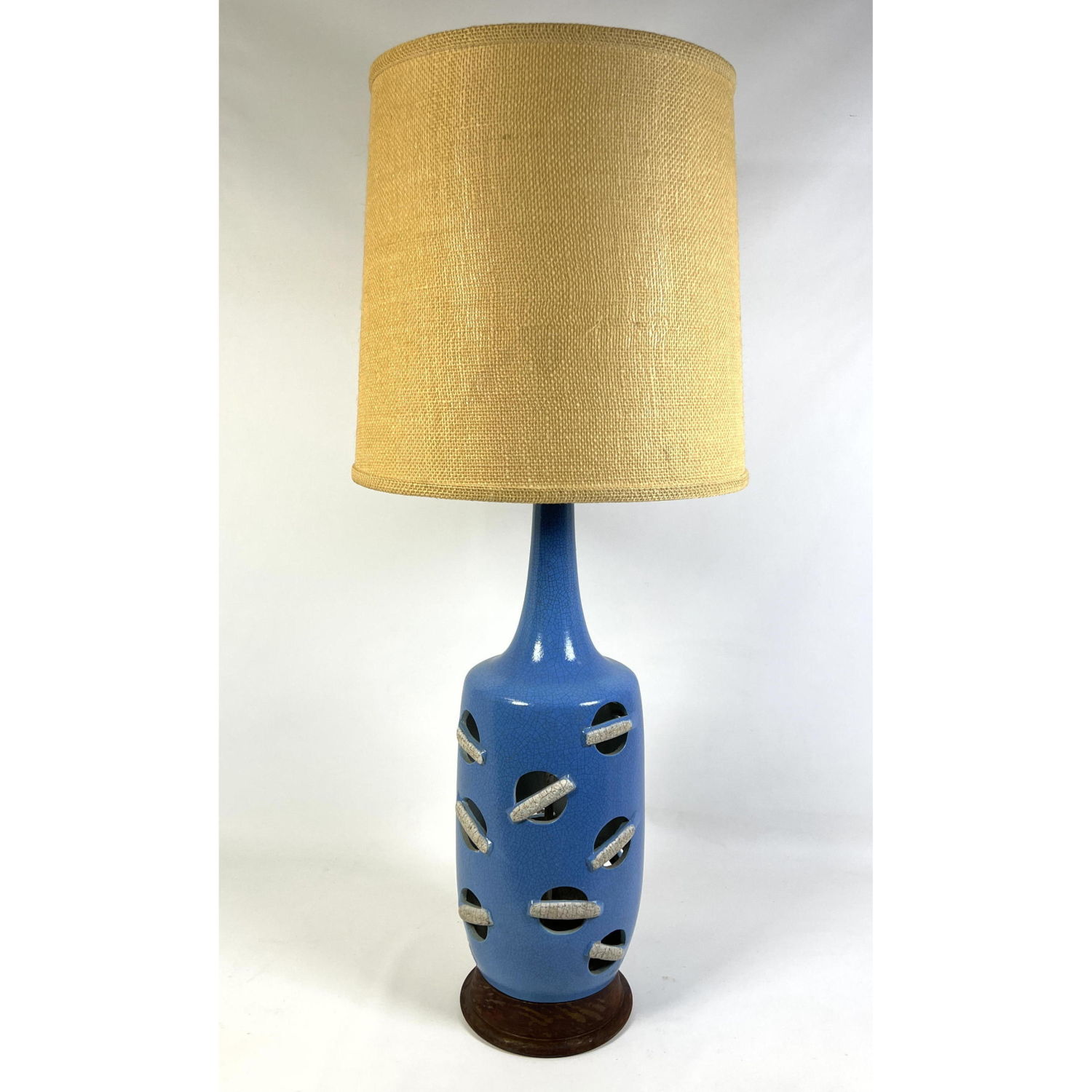 Appraisal: Modernist Italian Turquoise Glazed Pottery Lamp Tall Bottle form with