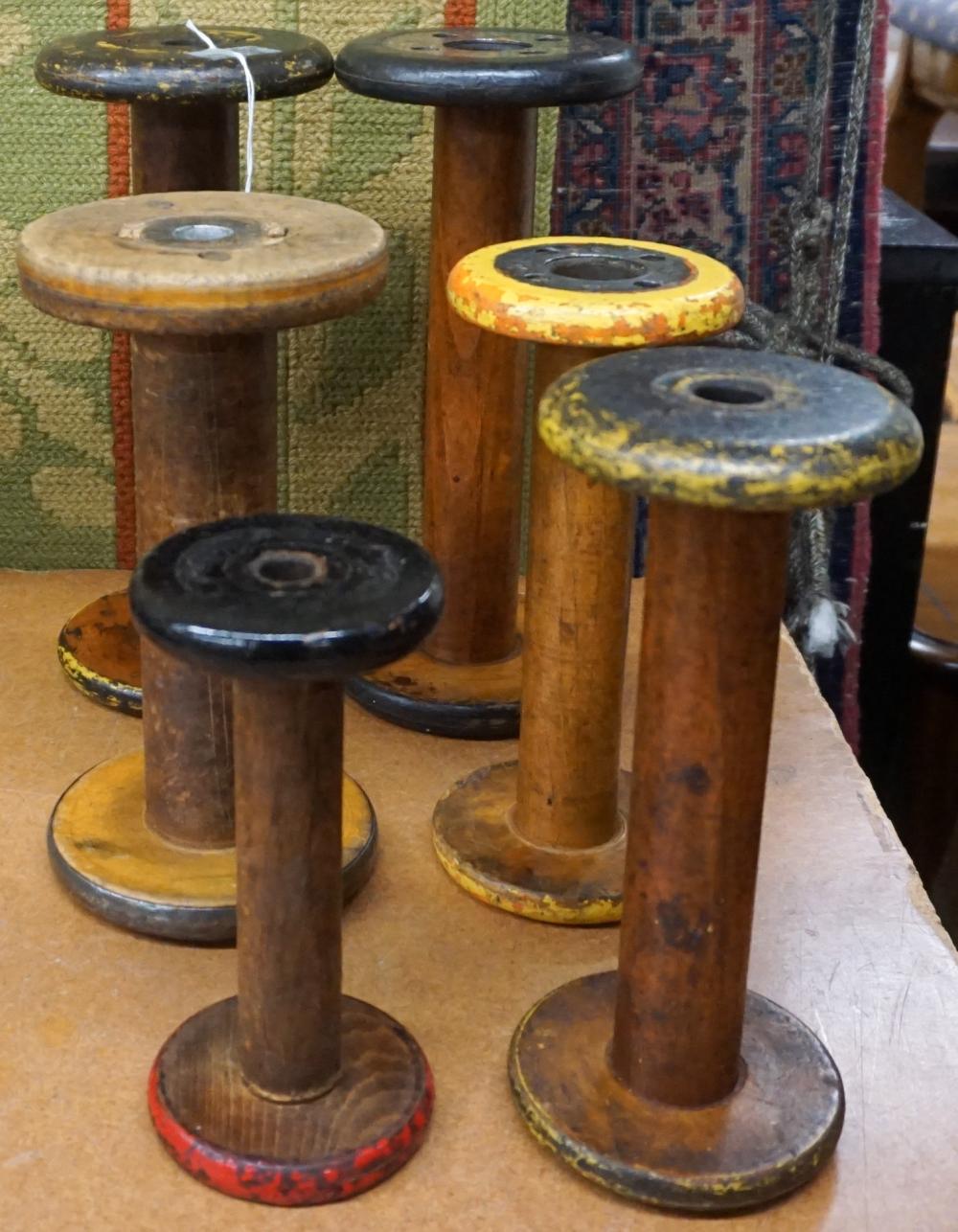 Appraisal: Six Victorian Edwardian Partial painted Wood Yarn Spools