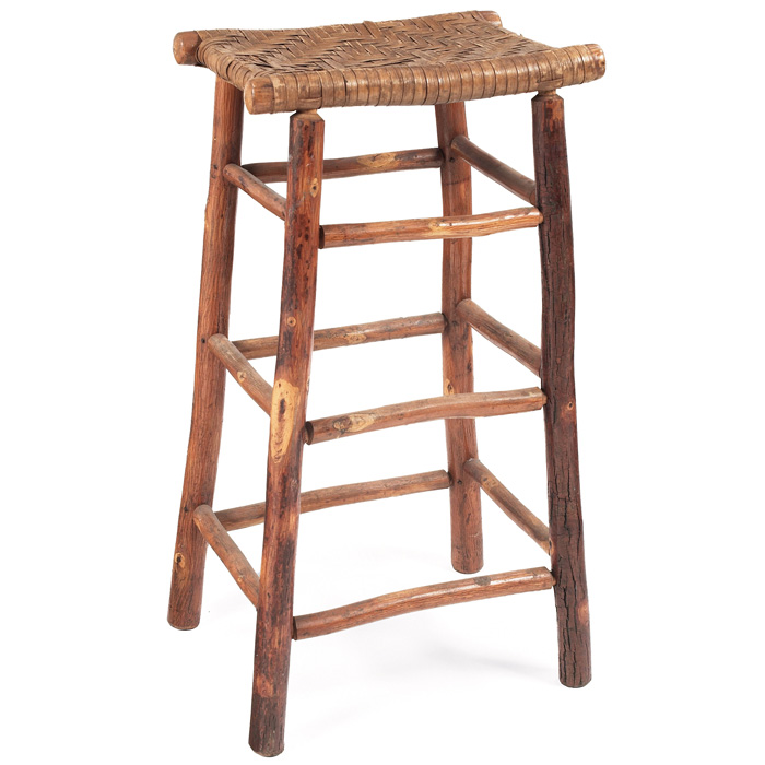 Appraisal: Indiana Willow Products bar stool original woven splint seat supported