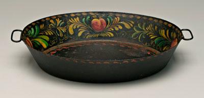 Appraisal: Toleware fruit bowl painted fruit and scrolls metal handles th