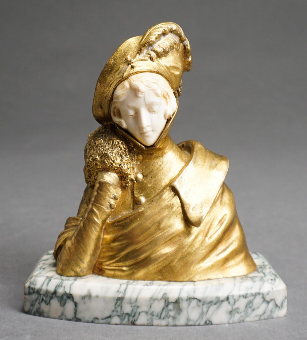 Appraisal: Dominque Alonzo French th Century Gilt Bronze and Chryselephantine Figure