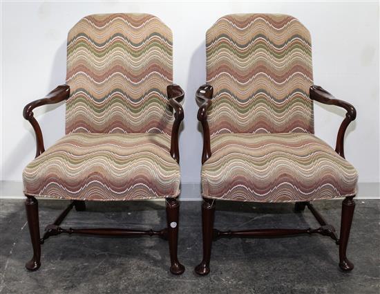 Appraisal: Sale Lot A Pair of Queen Anne Style Mahogany Open