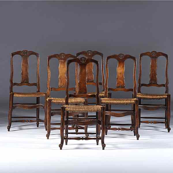 Appraisal: French Provincial Chairs French mid- th century six side chairs