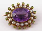 Appraisal: A fine antique carat gold amethyst seed pearl and green