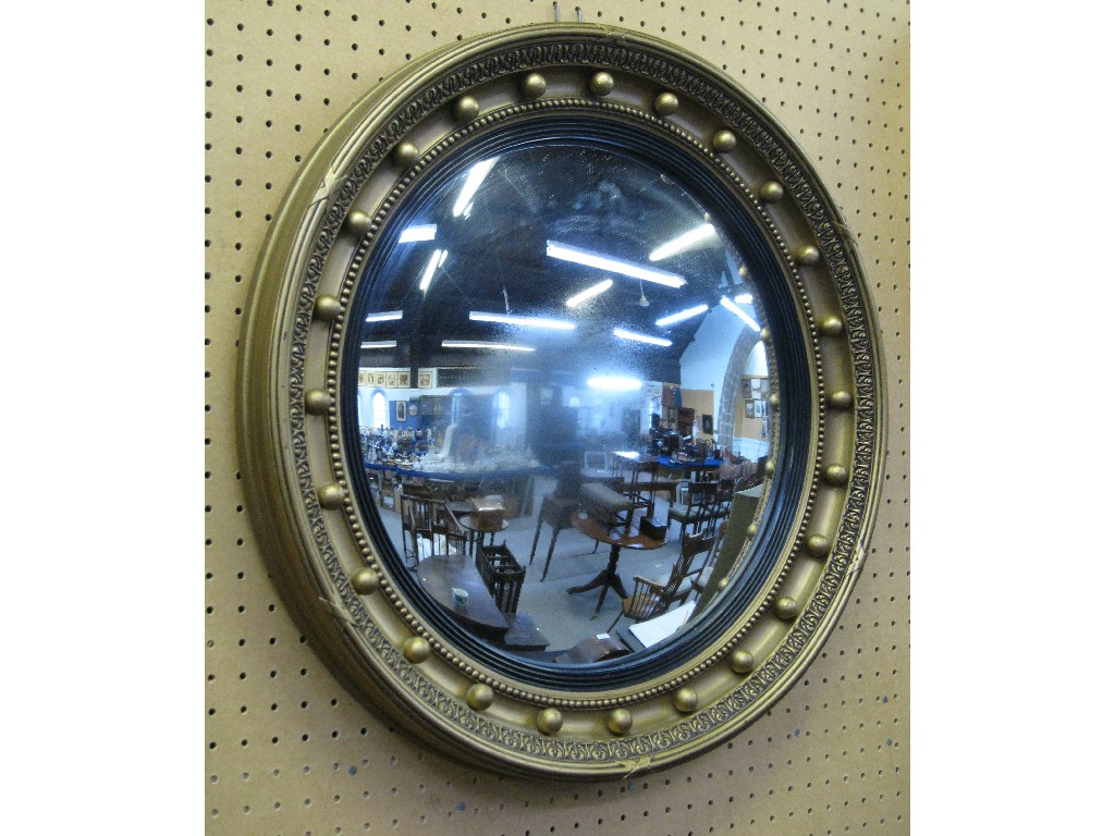 Appraisal: Gilt framed convex wall mirror