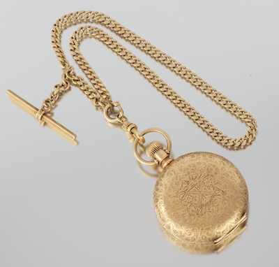 Appraisal: An Elgin k Gold Hunter Case Pocket Watch with Chain