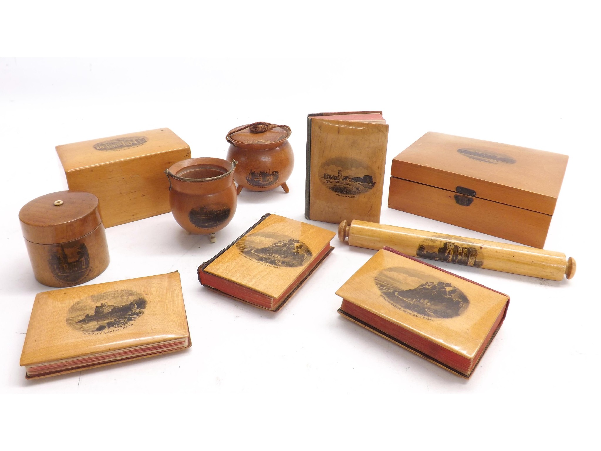 Appraisal: Mauchline ware - decorated with transfers of Castles to include