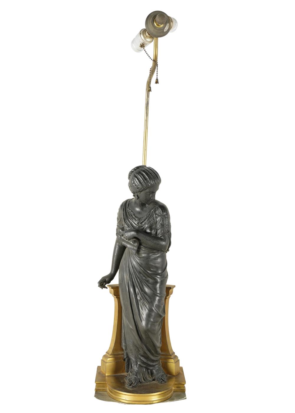 Appraisal: NEOCLASSICAL STYLE FIGURE OF A WOMANpatinated metal mounted as a