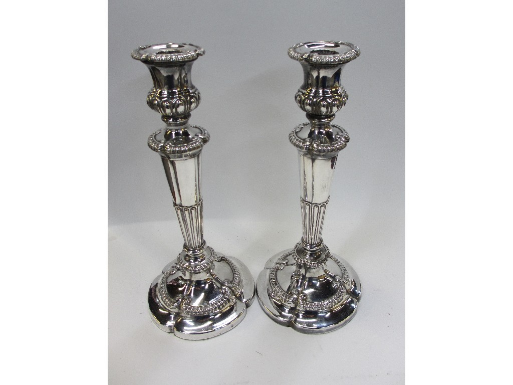 Appraisal: Pair of silver plated candl