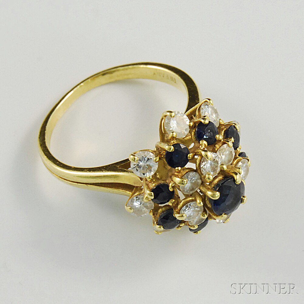 Appraisal: Tiffany Co kt Gold Sapphire and Diamond Floriform Cluster Ring