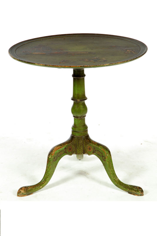 Appraisal: TILT-TOP CHINOISERIE TEA TABLE English or American th century Tripod