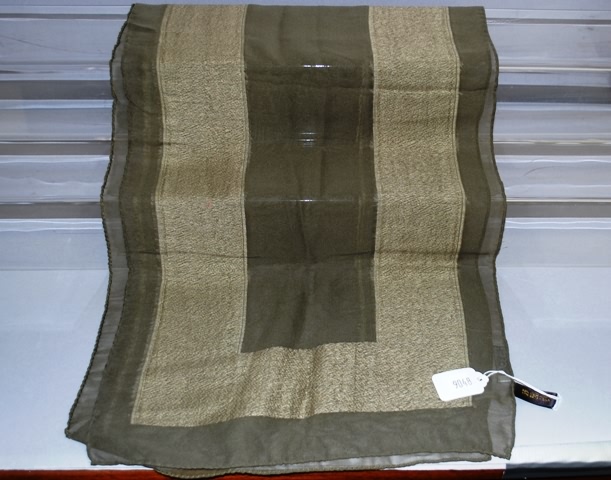 Appraisal: Worth gray taupe geometric print linen silk oblong scarf Approx