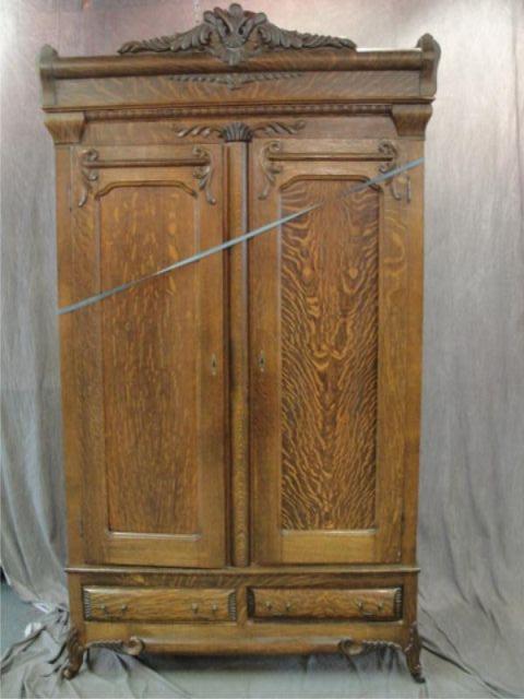 Appraisal: Victorian Oak Door Armoire with Drawers From Bronxville Home Dimensions