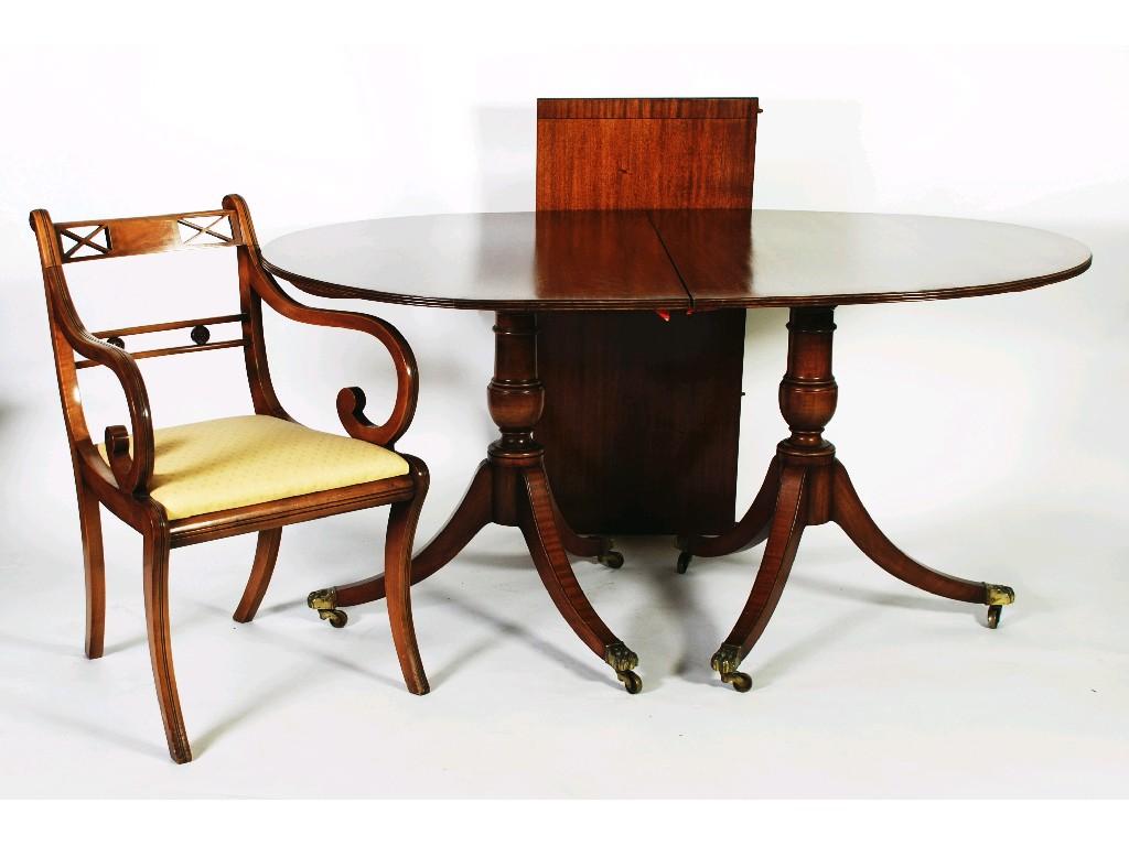 Appraisal: REPRODUCTION REGENCY STYLE DINING ROOM SUITE COMPRISING A 'D' END