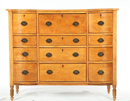 Appraisal: BLOCK-FRONT SIDEBOARD Probably Midwestern nd quarter- th century curly maple