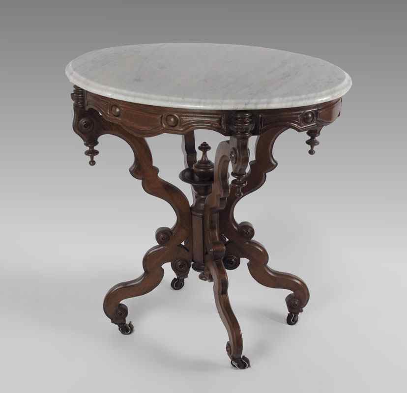 Appraisal: VICTORIAN MARBLE TOP LAMP TABLE White oval marble top over