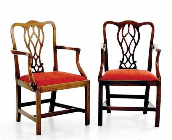 Appraisal: Pair George III mahogany armchairs early th century shaped crest