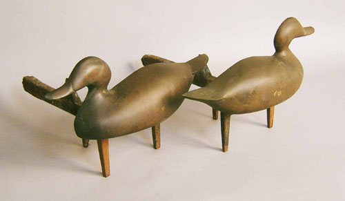 Appraisal: Pair cast iron duck andirons marked C E H h