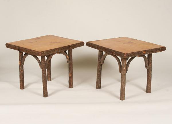 Appraisal: Pair Adirondack Hickory side end tables H x x