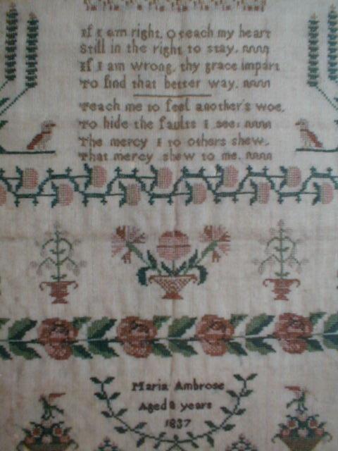 Appraisal: An early Victorian sampler by Maria Ambrose aged years and