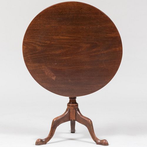 Appraisal: GEORGE III PROVINCIAL MAHOGANY TILT-TOP TRIPOD TABLE x in diam