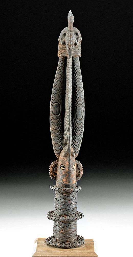 Appraisal: th C Papua New Guinea Wood Flute Stopper Papua New